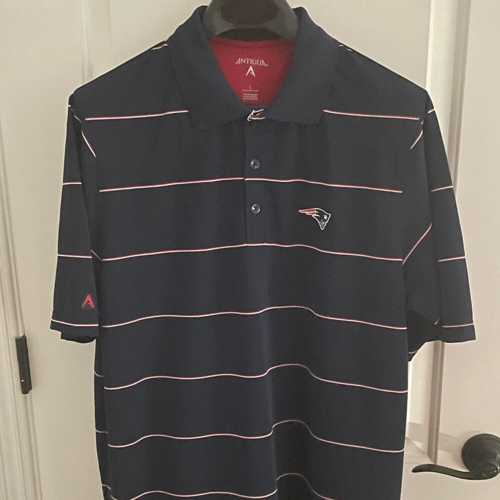 Antigua L New England Patriots Navy SS Desert Dry Polo NWT